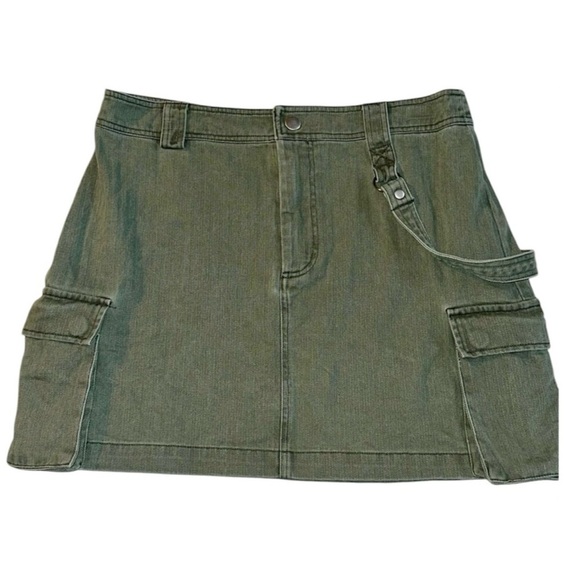 FOREVER 21 Olive Green Cargo Mini Skirt Strap Army Textured F21Junior Women L - Picture 10 of 10